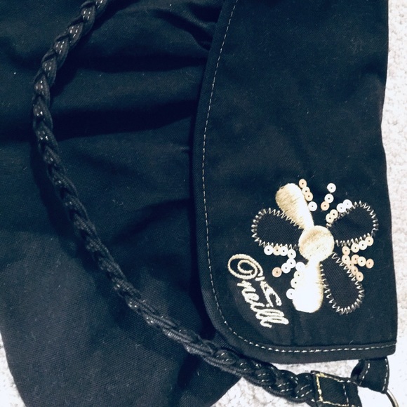 4/$100!🌱 EUC O’Neill Purse Satchel Handbag Shoulder Black Gold Clutch - Picture 1 of 3